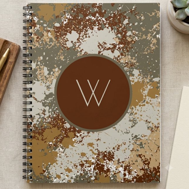 Erdtönige Grunge-Textur mit modernem Monogramm Notizblock (Earth-toned grunge textures for a stylish, professional look. Perfect for your daily notes.)