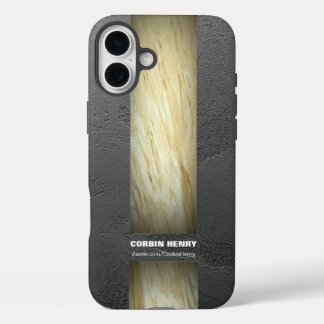 Erdtönige Marmor-Namens-Textur iPhone 16 Plus Hülle