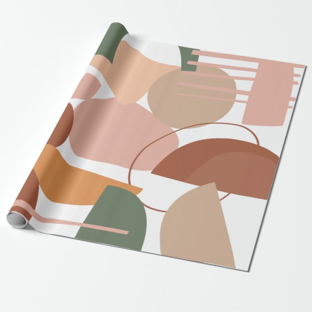 Erdtöniges abstraktes Muster Geschenkpapier (Ungerollt)