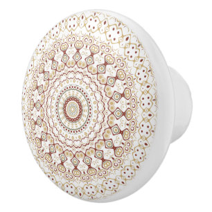Erdtöniges geometrisches Mandala-Muster Keramikknauf