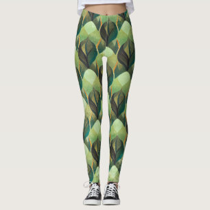 Erdtöniges grünes geometrisches Vintage-Muster Leggings