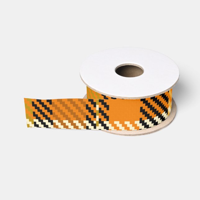 Erdtöniges Karo-Grosgrain-Band Ripsband (Spule)