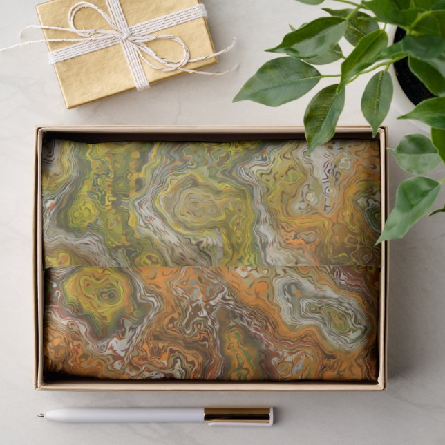 Erdtöniges Marmorpapier Seidenpapier (Geschenk)