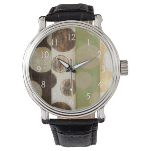 Erdung von Tone-Holzpaneelen mit Kreisen Armbanduhr