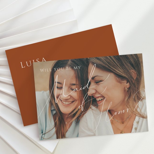 Erdwüstenrost verblasste Foto-Trauzeugin Einladung (Von Creator hochgeladen)