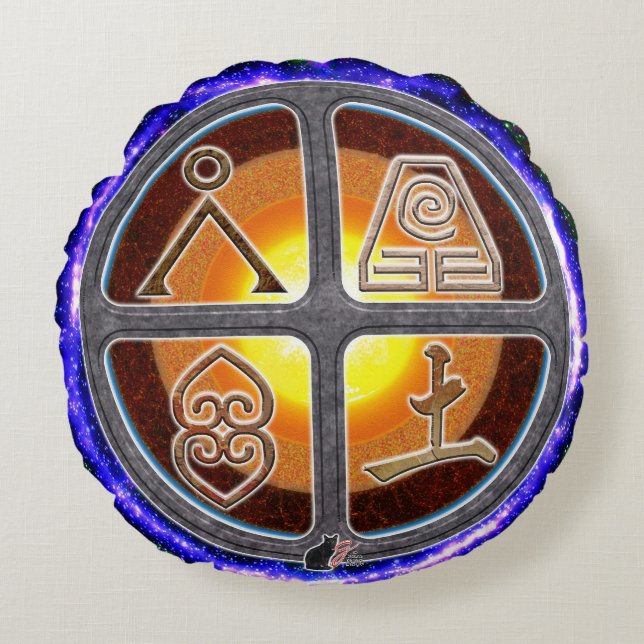 Erdzeichen Rundes Kissen (Vorderseite)