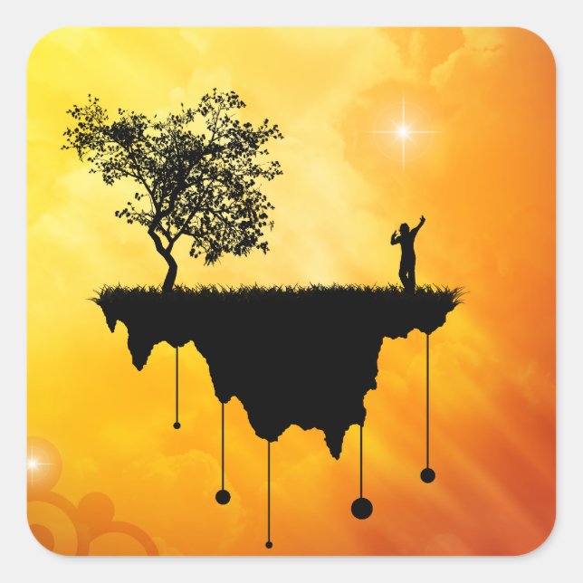 Erdzunge Quadratischer Aufkleber (Vorderseite)