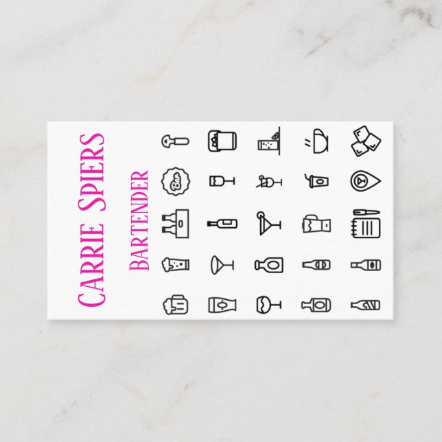Ereignis-Barkeeper-Geschäfts-Karte Visitenkarte (Vorderseite)