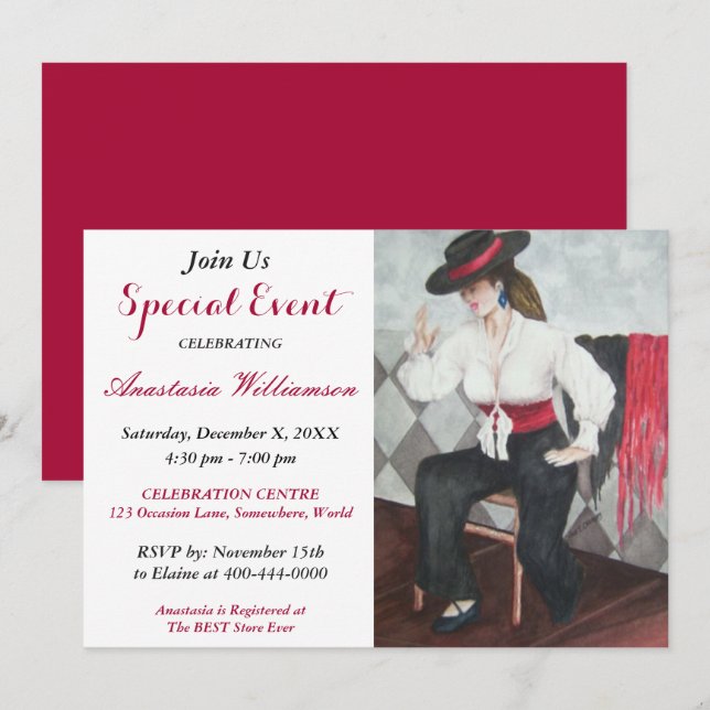 EREIGNIS FÜR SCHWARZES UND WEISSES PARTY EINLADUNG (Vorne/Hinten)