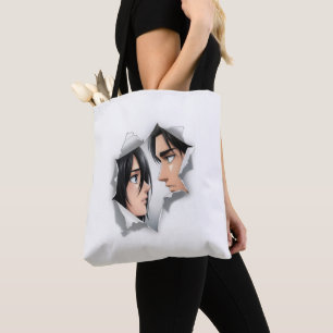 Eren & Mikasa AOT Ästhetik Risse-Papier-Tasche