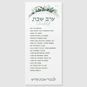 Erev Shabbos Checkliste Floral Magnetische Erinner Magnetkarte