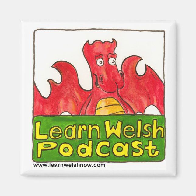 Erfahren Sie Welsh Podcast Logo Magnet (Vorne)