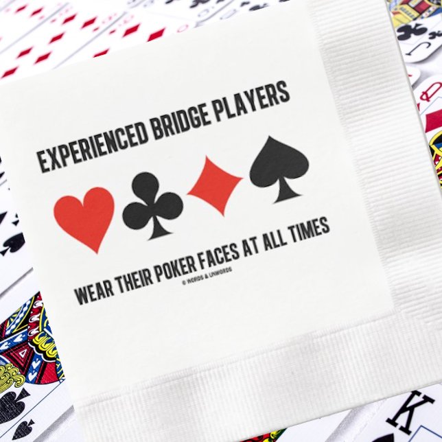 Erfahrene Bridge-Spieler tragen ihre Poker-Gesicht Serviette (Paper napkin featuring 4 card suits featuring funny bridge observation for your next bridge event)