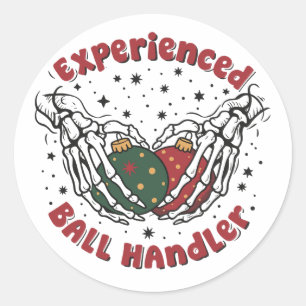 Erfahrener Ball Handler Weihnachts Skelett Hand Runder Aufkleber