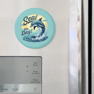 Erfasse den Tag Retro-Delfin-Ozean-Ästhetik Magnet