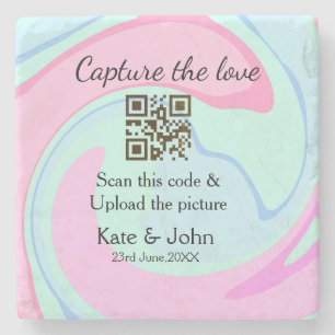 Erfassen Sie die Liebe QR-Scan Marmor rosa blau mi Steinuntersetzer