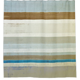 "Erfinden Sie" blaue und beige abstrakte Kunst Duschvorhang