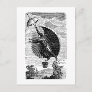 Erfindung der Vintagen Viktorianischen Flugmaschin Postkarte