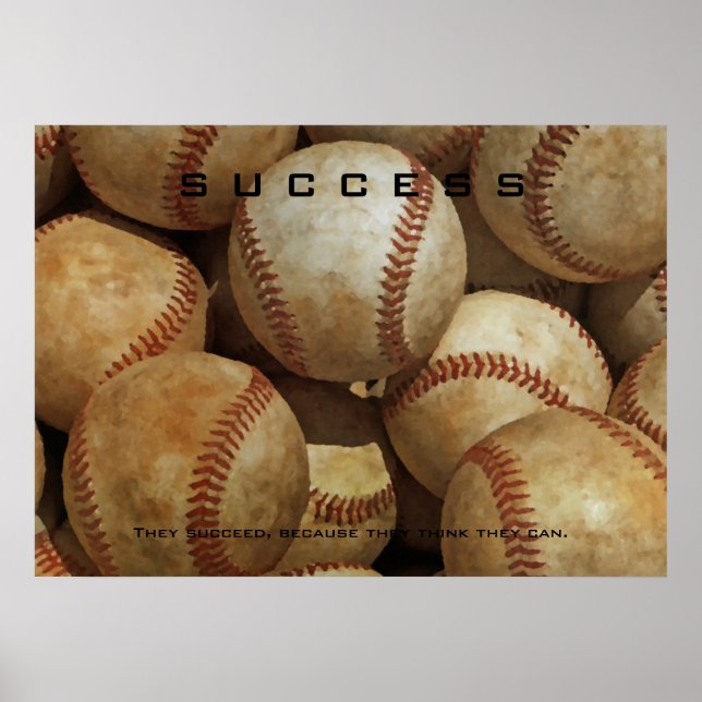 Erfolg Baseball Artwork Motivierend Inspirier Poster (Vorne)