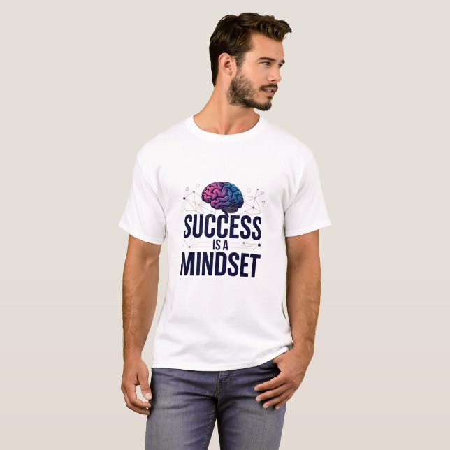 Erfolg ist ein Mindset Motivierend Pink Blue Text T-Shirt (Vorne ganz)