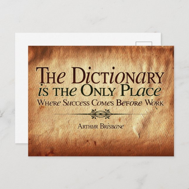 Erfolg kommt vor der Arbeit Postkarte (Vorne/Hinten)