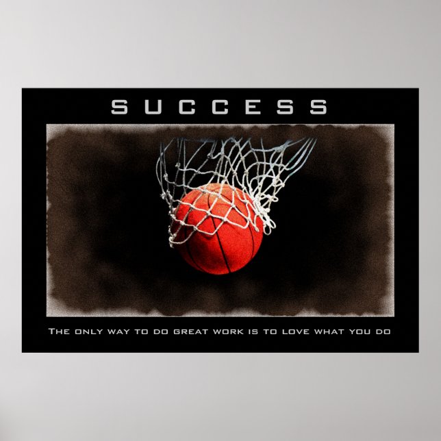 Erfolg Nah-up Basketball Artwork Motivierend Poster (Vorne)