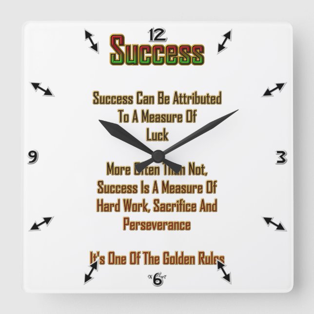 Erfolg Quadratische Wanduhr (Vorderseite)