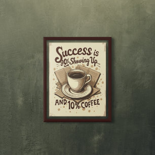 Erfolg und Kaffee - Lustige Vintage-Motivation Poster