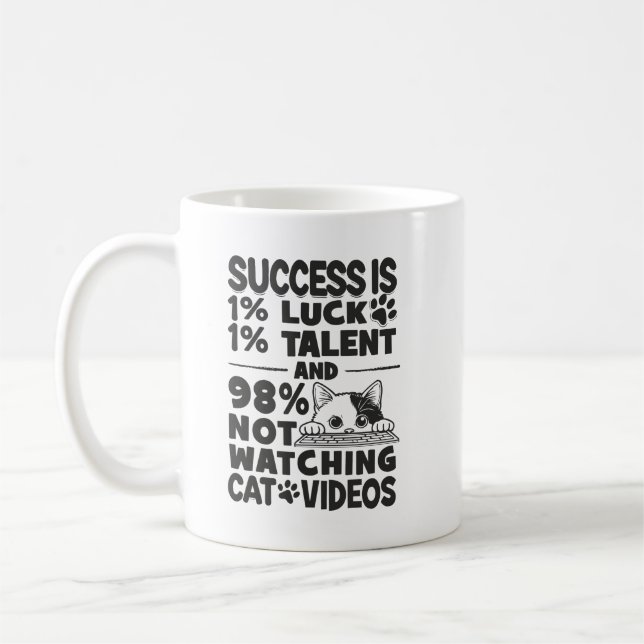 Erfolg vs. Cat Videos - Funny Niedlich Motivierend Kaffeetasse (Links)