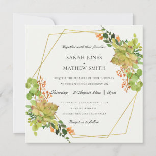 ERFOLGREICHE CACTUS ORANGE FLORAL WATERCOLOR WEDD EINLADUNG