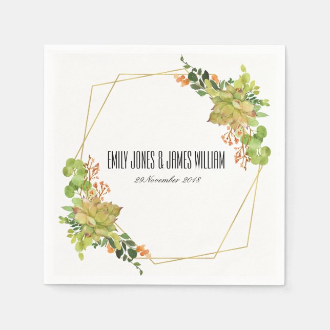 ERFOLGREICHE CACTUS ORANGE FLORAL WATERCOLOR WEDD SERVIETTE (Vorderseite)