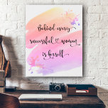 Erfolgreiche Frau Bold Pink Watercolor Ombre Scrip Künstlicher Leinwanddruck<br><div class="desc">"Hinter jeder erfolgreichen Frau steht sich selbst." Wer braucht also Prinz Charming? Machen Sie sich "fröhlich immer danach" und umarmen Sie "Girl Power", wenn Sie diese stilvolle, farbenfrohe, inspirierende feministische Imitat Leinwand Kunst mit süß-schwarz handgeschriebenen Schrift Typografie über einem gelben, pfirsichfarbenen, rosa und lila ombre Aquarell. Sie können diese Imitate...</div>