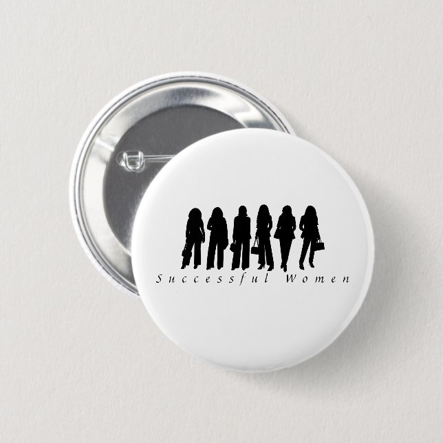 Erfolgreiche Frau Silhouette Runde Knöpfe  Button (Vorne & Hinten)
