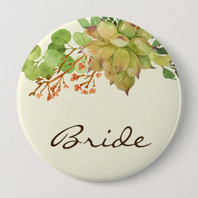 ERFOLGREICHE KACTUS ORANGE FLORAL WATERCOLOR BRIDE BUTTON (Vorderseite)