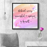 Erfolgreiches Zitatskript für Frauen Rosa Wasserfa Poster<br><div class="desc">"Hinter jeder erfolgreichen Frau steht sich selbst." Wer braucht also Prinz Charming? Machen Sie sich "fröhlich immer danach" und umarmen Sie "Girl Power", während Sie dieses stilvolle, farbenfrohe, inspirierende feministische Poster mit süsslich handgeschriebener Schrift-Typografie ansehen, die einen gelben, pfirsichfarbenen, rosa und lila ombre Wasserfarbsplash überragt. Sie können dieses Poster leicht...</div>