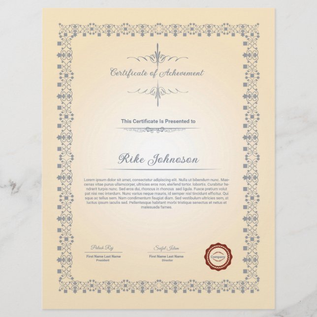 Erfolgsbescheinigung Flyer (Vorne)