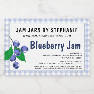 Erforderlicher Text-Blueberry-Jam in der Hütte Kar Lebensmitteletikett