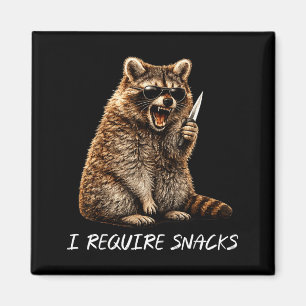 Erfordern Snacks Waschbär lustiges Tier Meme Männe Magnet