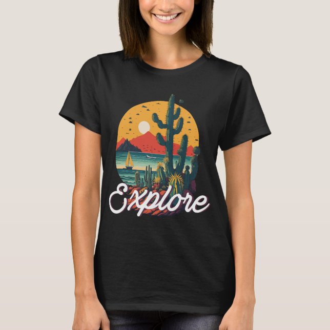 Erforschen - Kakteen sehen Seitenlandschaft T-Shirt (Vorderseite)