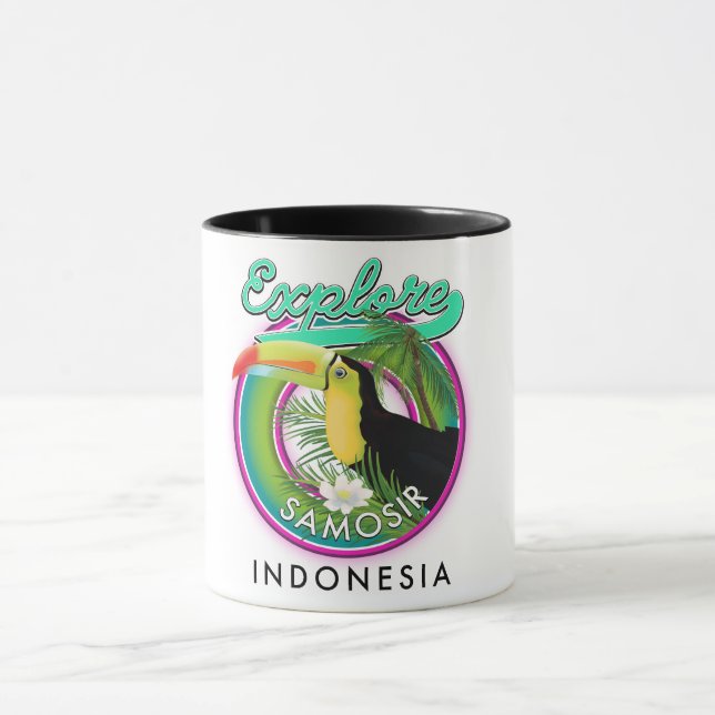 Erforschen Sie das Reiselogo von Samosir indonesie Tasse (Zentrum)