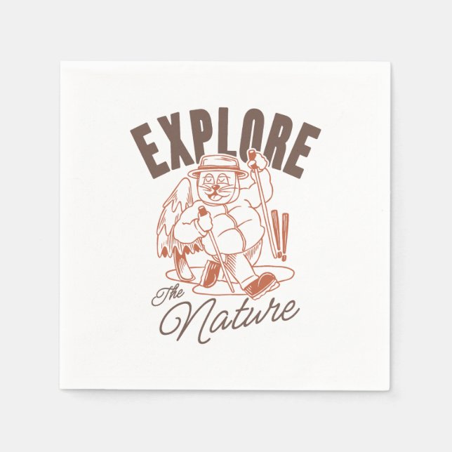 Erforschen Sie die Natur - Vintager Katzenreiter Serviette (Vorderseite)