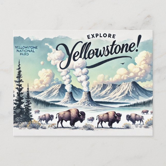 Erforschen von Yellowstone Postkarte (Vorderseite)