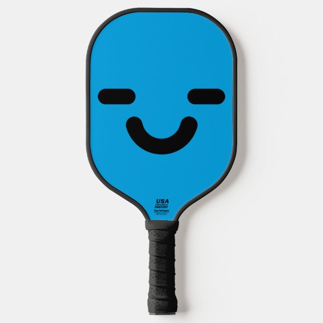 Erfreutes Gesicht Blau Pickleball Schläger (Vorderseite)