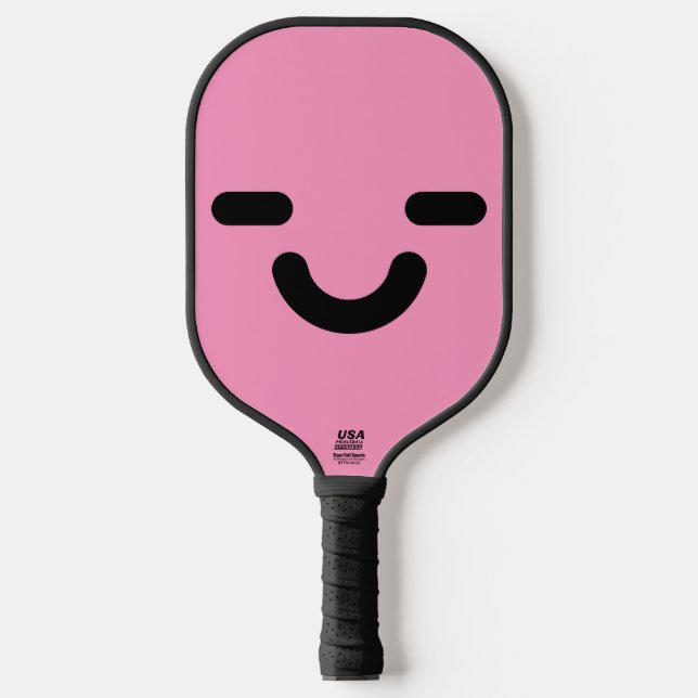 Erfreutes Gesicht Hellrosa Pickleball Schläger (Vorderseite)