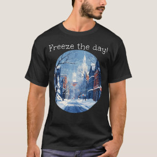 Erfrieren Sie den Tag der winterlichen Zeit in der T-Shirt