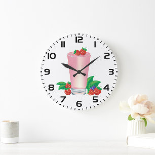 Erfrischend Berry Smoothie Pink Drink Große Wanduhr