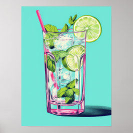 Erfrischend Limon & Mint Splash Poster