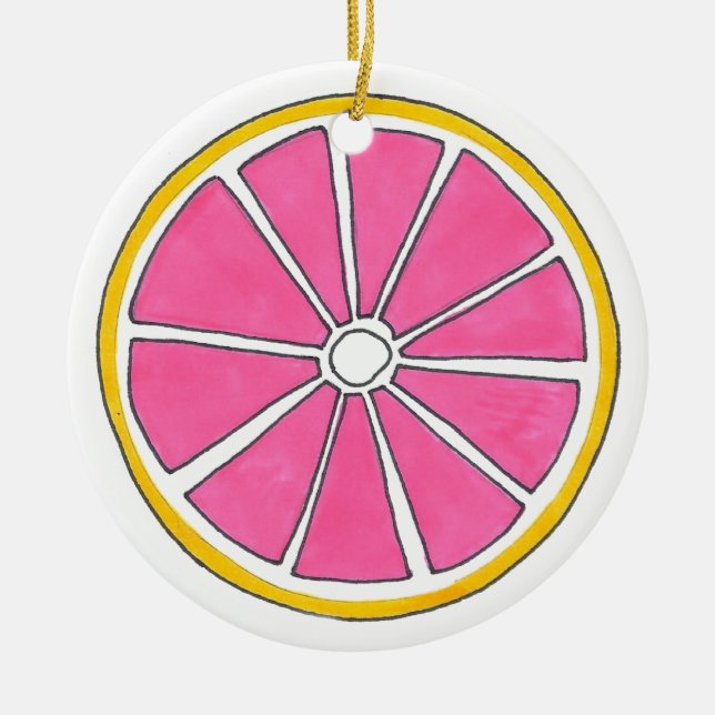 Erfrischend Pink Grapefruit Zitrusfrüchte Slice Keramik Ornament (Vorne)