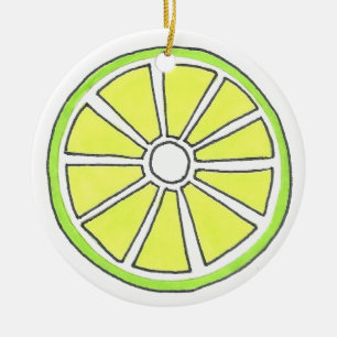 Erfrischende Florida Limoner Zitrusfrüchte-Slice Keramik Ornament