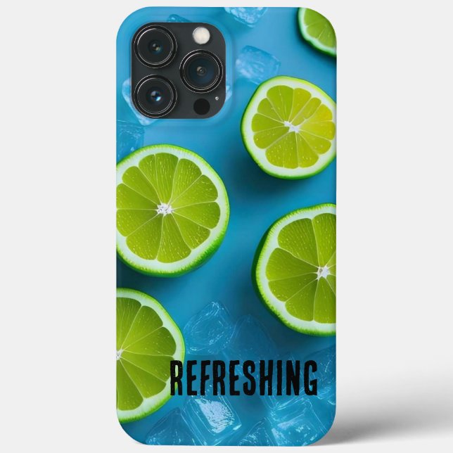 Erfrischende Limone Scheiben und Eis auf blauem Me Case-Mate iPhone Hülle (Rückseite)